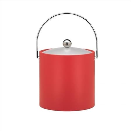 Sharptools B.C. Red 3 Quart Ice Bucket- Chrome Bale Handle- Chrome Flat Knob- Frosted Vinyl Lid SH344888